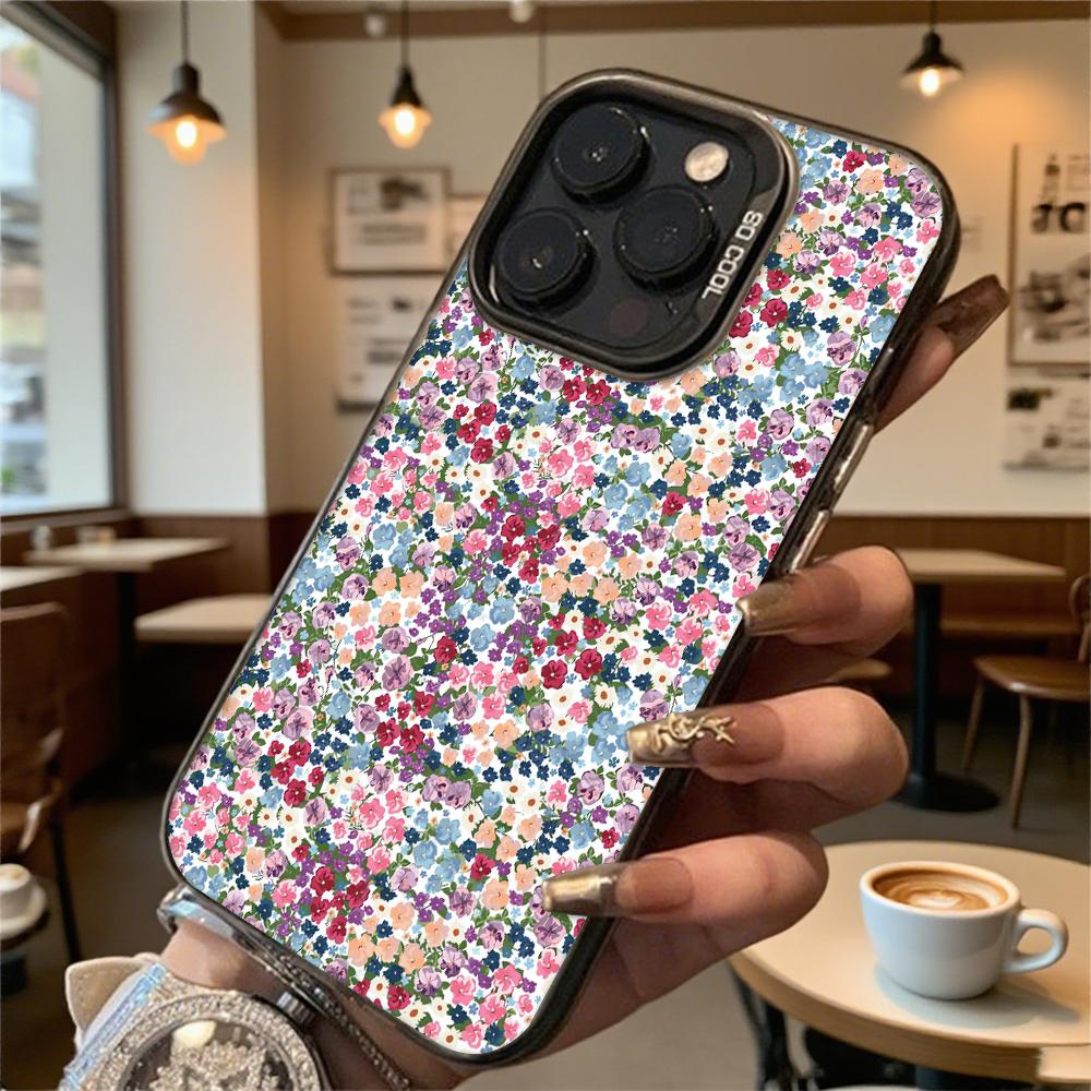 Colorful Floral Pattern Shockproof Phone Case for Iphone 16 15 14 13 12 11 Pro Max/Mini Anti-Scratch Premium Hard Cover