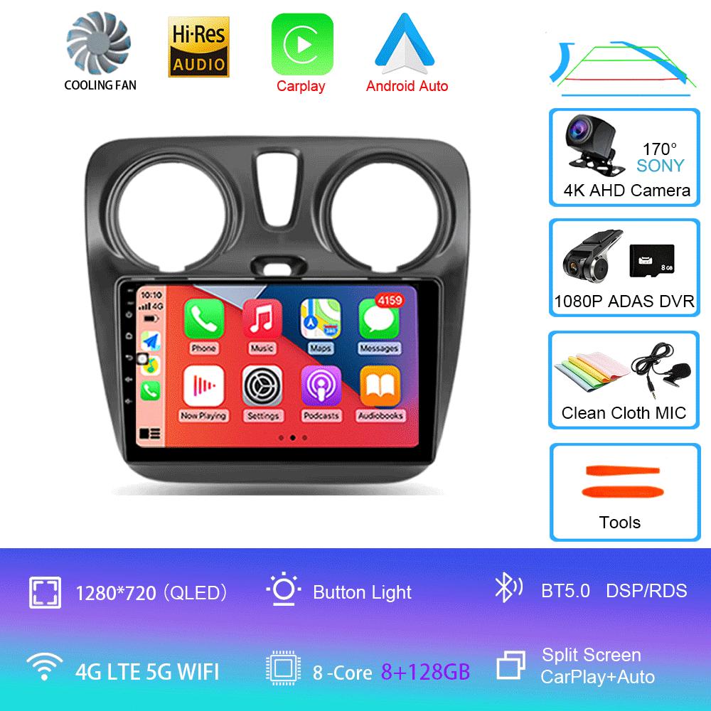 Android 14 Video Playe Carplay Auto WIFI+4G For Renault Lodgy Dacia Dokker 2012-2020  Car Radio Multimedia Navigation GPS Stereo
