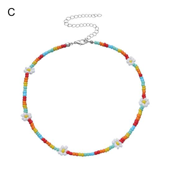 Γυναικείο Κολιέ Πολύχρωμο με Χάντρες Λουλούδι Κοσμήματα Ηλεκτρολυτική Επίστρωση Χάντρες Αλυσίδα Κλείδας Δώρο Γενεθλίων