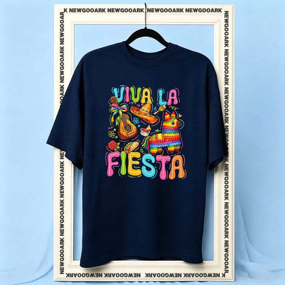 Viva La Fiesta Cinco De Mayo Mexican party Women Unisex Casual cotton printed t shirts Adult Oneck summer Breathable outdoors tee S
