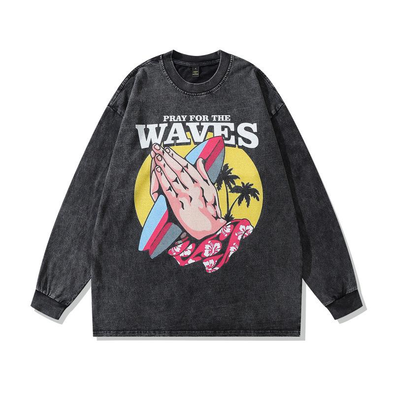 American Retro Heavy Cotton Heavy Washed Old T-Shirt Base Top Autumn And Winter Men And Women
