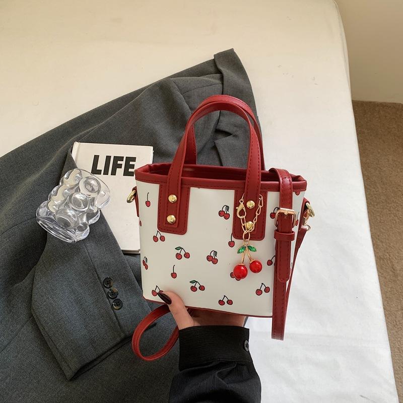 2025 New Cherry Portable Fashion Bag Handbag Large Capacity Cute Shoulder Tote Bucket