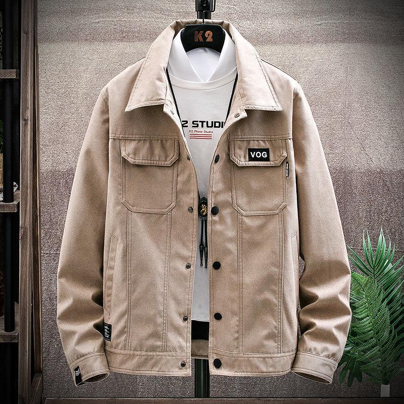 Men's Spring and Autumn New Autumn Korean Style Trendy Retro Workwear Denim Casual Winter Wear Velvet Jacket