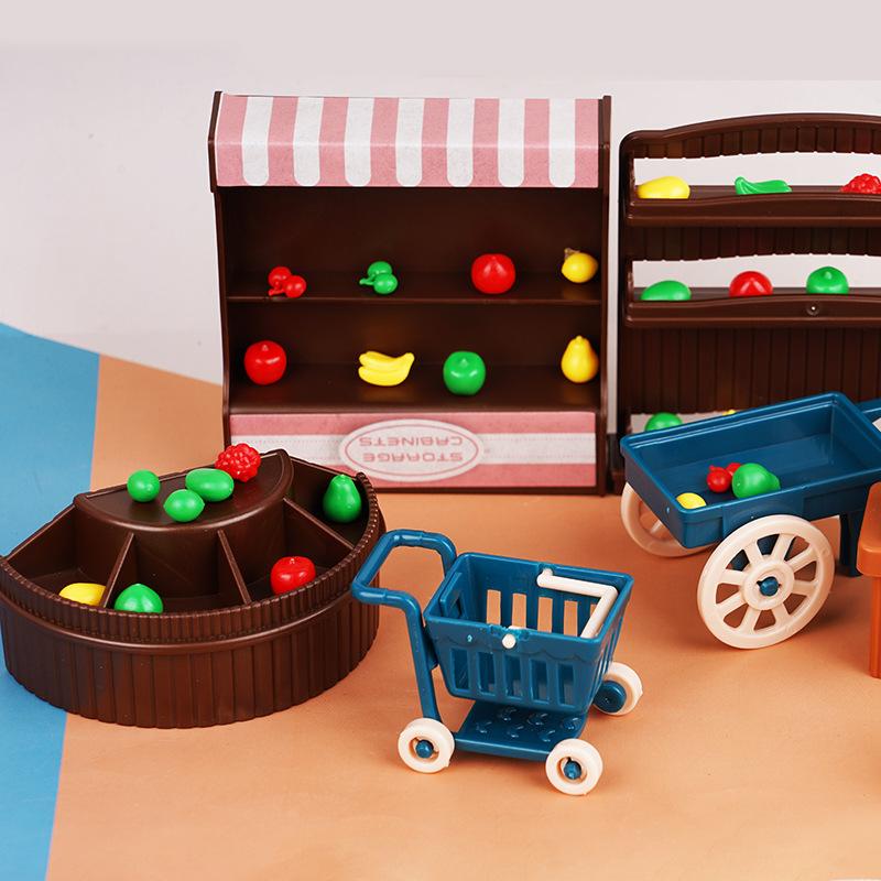Mini Simulation Fruit Shop Small Shop Miniature Doll House Cute Play House Children'S Toys Food Scene Ornament