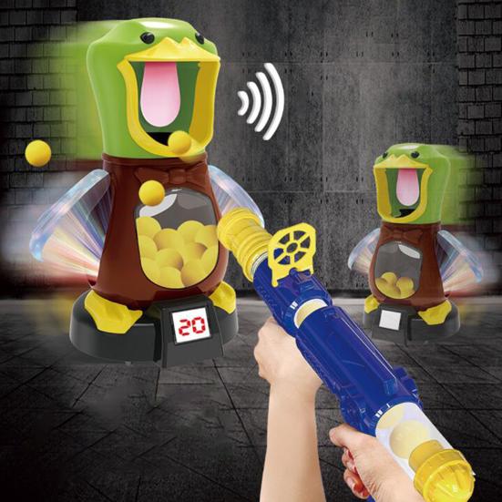 1 set Mjuk bollstartare leksak med anka Mållåda LCD resultattavla Ljud Ljus Roligt Luftkraft Startanordning Barn Förälder-barn Interaktiv