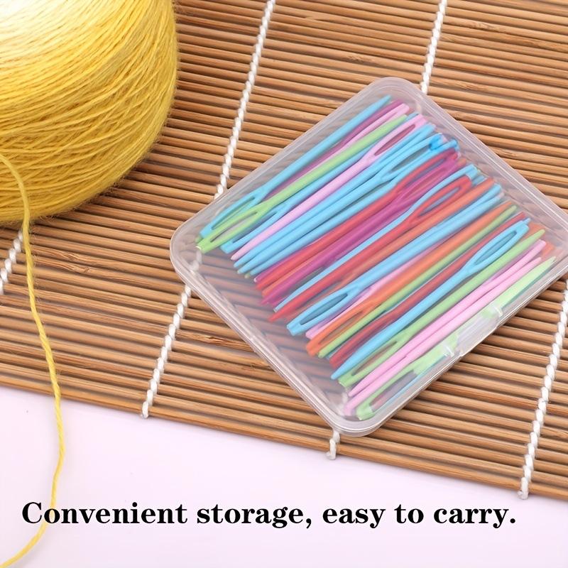 50Pcs 7cm Plastic Sewing Needles Large Eye Plastic Yarn Needles Set with Box For DIY Sewing Handmade Knitting Crocheting Crafts