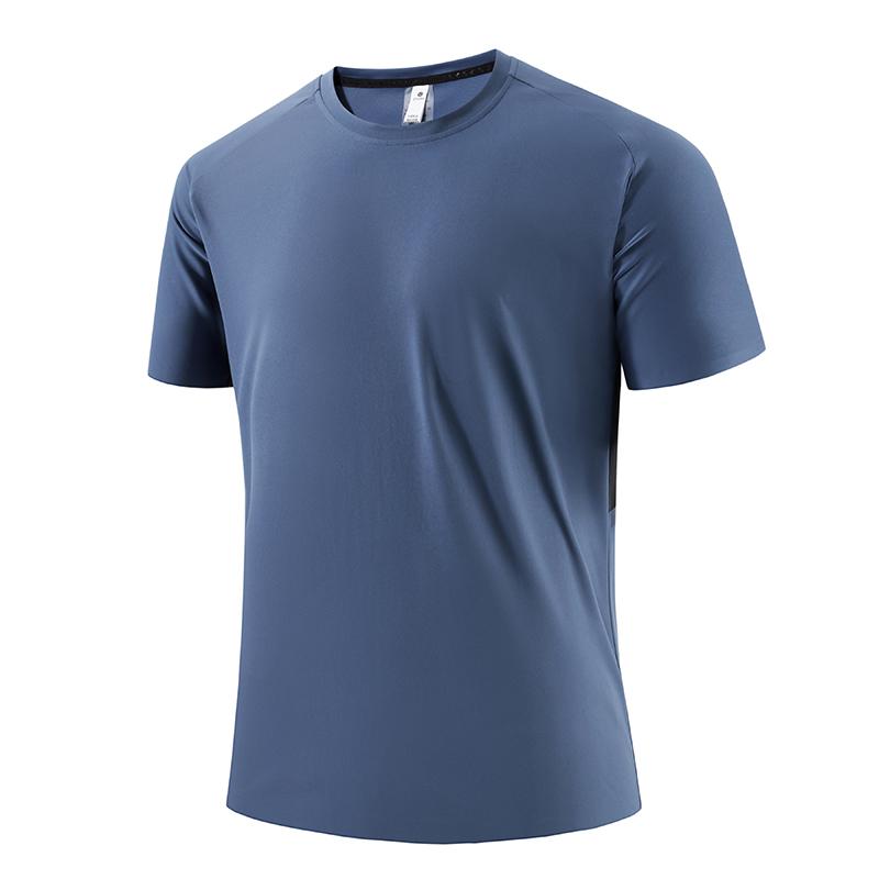 Men's Ice Silk Short-sleeved T-shirt Pure Cotton Round Neck Body Shirt Breathable Quick-drying Elastic Top
