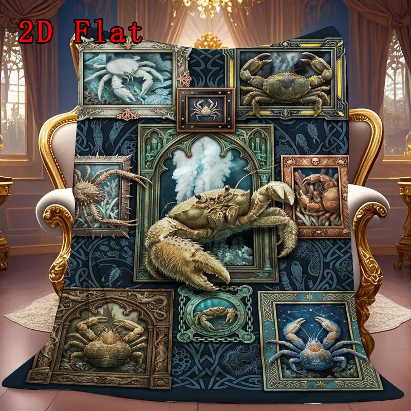 Crab Variations Art 2D Flat Pattern Flannel Blanket, High quality All Seasons, Home Decor, Warmth and Comfort, Perfect for Christmas Gifts.