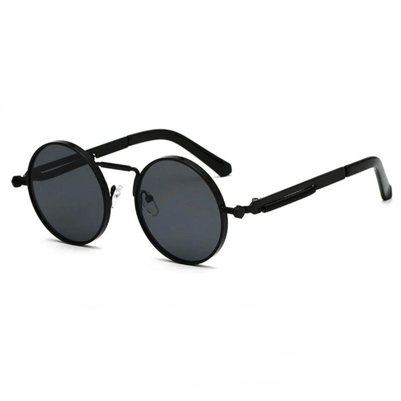 Retro Punk Spring Leg Round Sunglasses Men Metal Blue Myopia Lens Prescription Sun Glasses Women 0 -0.5 -0.75 To -6.0