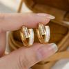 Exquisite Shiny Inlaid Zirconia Cross Pendant Earrings for Women Gold Plated Hoop Earrings Christian Religious Party Jewelry
