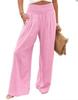 Women's Spring/Summer 2025 Cotton Linen Wide-Leg Pants - Solid Color, Elastic Waist, Casual Long Fit