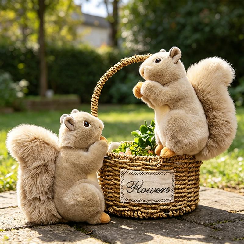 20CM Simulation Cute Squirrel Plush Toys Soft Lifelike Cartoon Animal Plushies Pillow Doll Kid Birthday Accompany Hug Sleep Gift