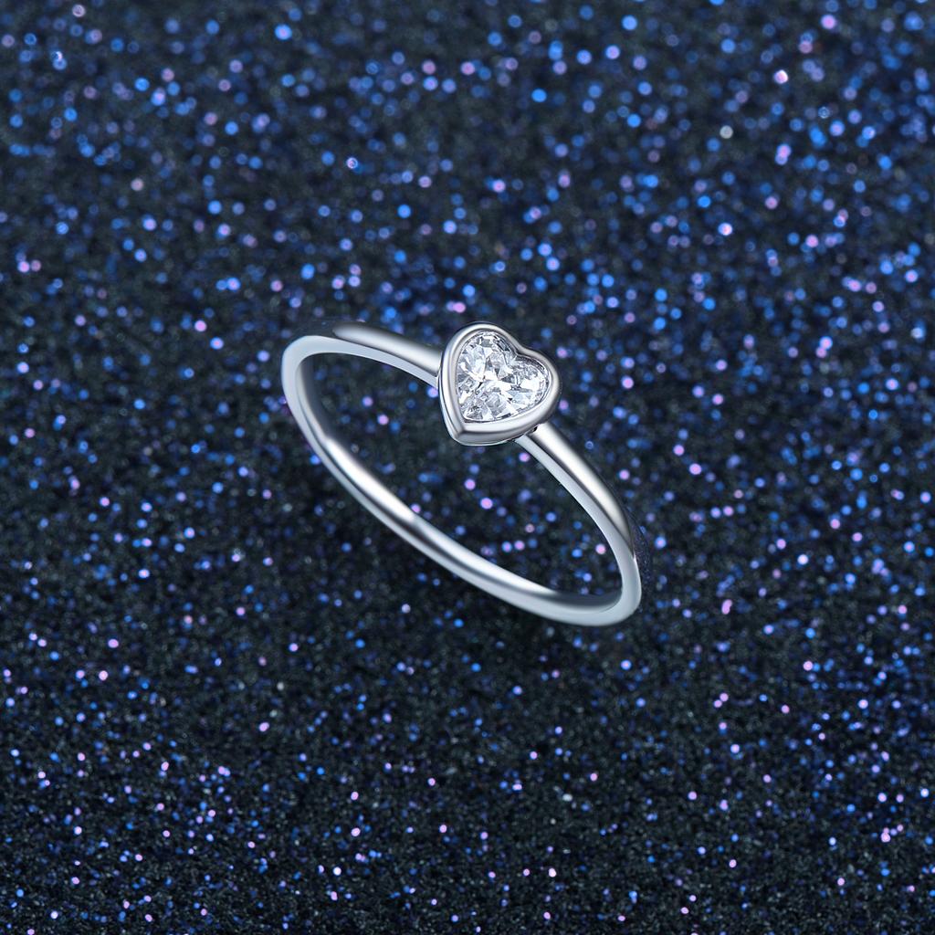 Modian New Fashion Real 925 Silver Clear Heart CZ Rings Classic Silver Finger Ring For Women Party Wedding jewelry Anel