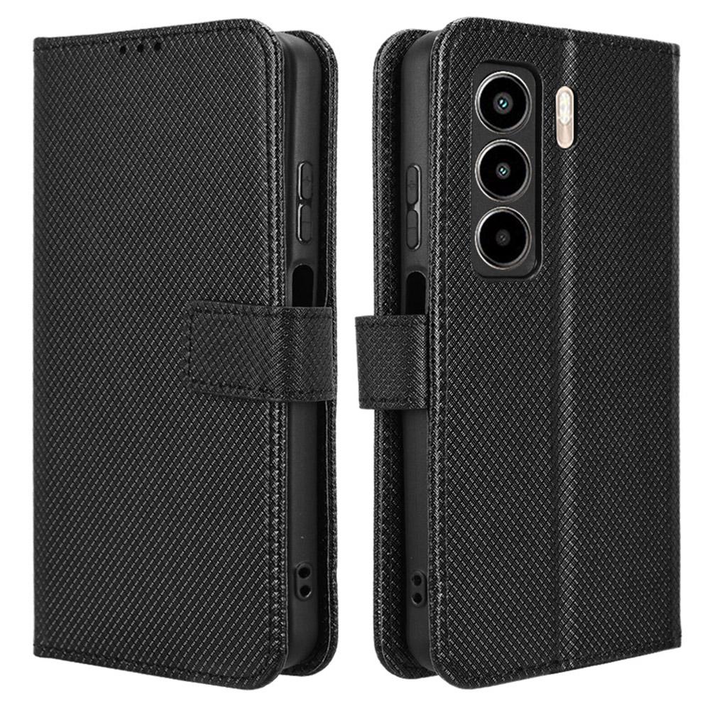 For itel Power 70 4G Case PU Leather Diamond Texture Wallet Phone Cover