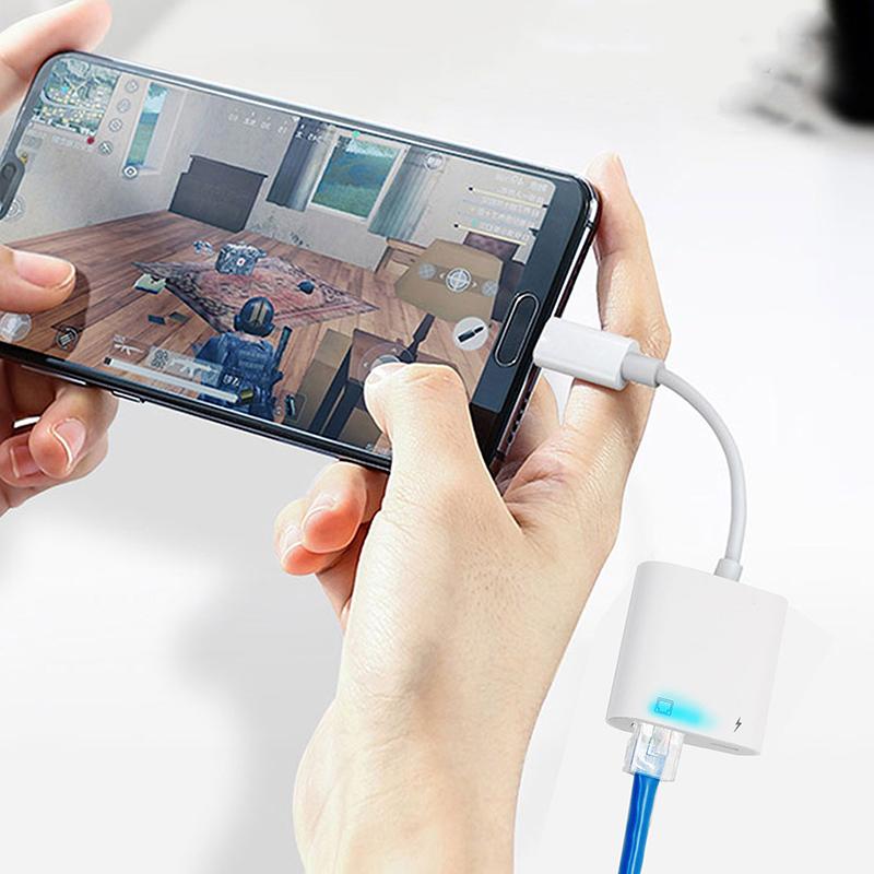 Connection Mobile Phone Adapter Lightning To Rj45 Port Ethernet Converter