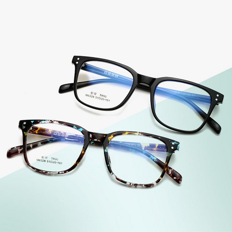 TR90 Frame Rivet Big Square Myopic Glasses Women Men Prescription Spectacle Diopter 0 To -6 0 Lightweight Durable