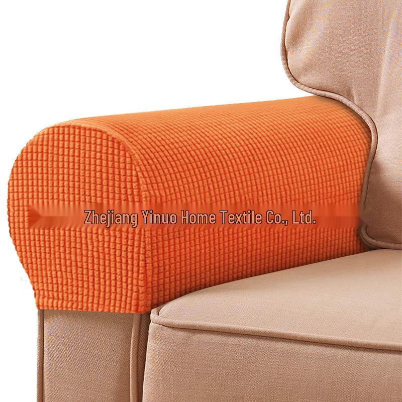 Plaid Stretch Sofa Armrest Cover: Thickened, Anti-Dirt, Solid Color Protector.