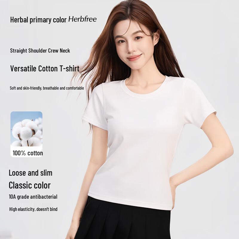 Women's 10A Antibacterial 100% Cotton Round Neck T-shirt