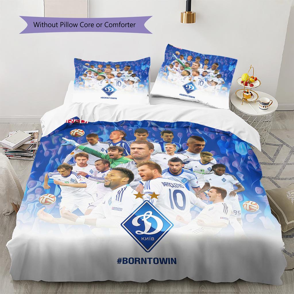 FC Dynamo Kyiv  Pattern Bedding Quilt Set Quilt Cover Pillowcase Home Decoration Birthday Gift (1 * Duvet Cover + 2 * Pillowcase, Without Core)