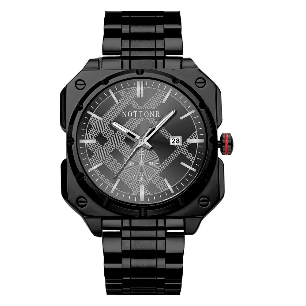 Concept Steel Belt Watch Male Personality Waterproof Calendar Luminous Square Quartz Watch