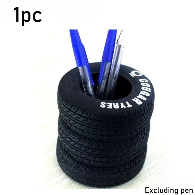 

1/2 шт. Забавный держатель для ручек в форме шины - Прочный черный ПВХ органайзер для стола, Идеально подходит для школьных и офисных принадлежностей, органайзеры для стола