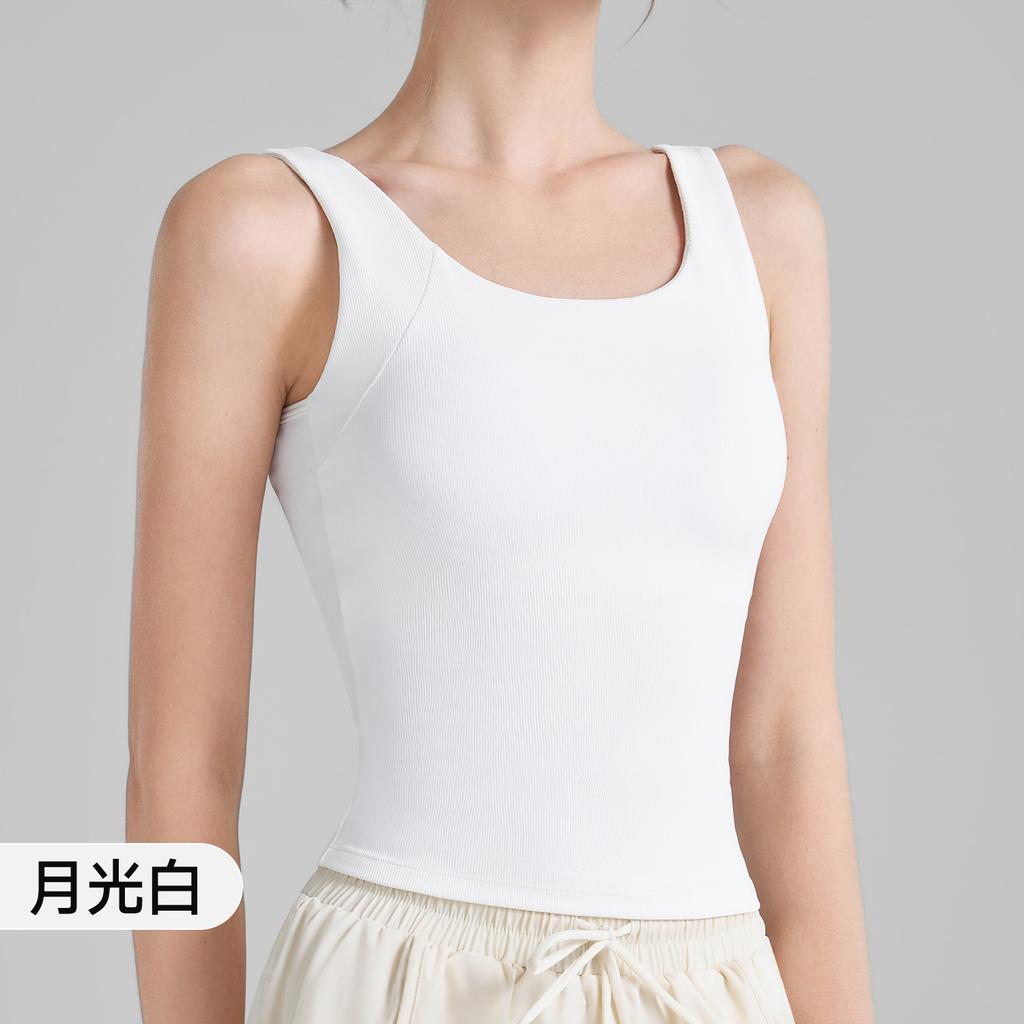 High-strength Threaded Sports Vest Women's Fixed Cup U-neck Autumn New Yoga Clothes, Beautiful Back and Fitness Top