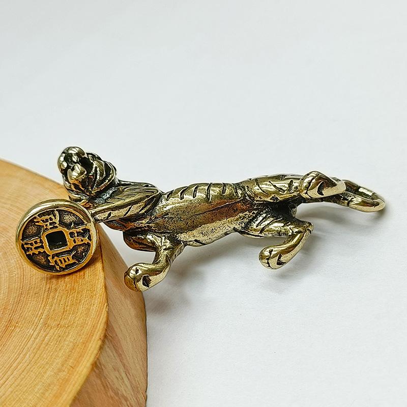 1PC Statue Figurine Reichtum Messing Dekor Wohlstand Chinesischen Stil Ornament Qilin Drachen Glück Tier Fengshui Vintage