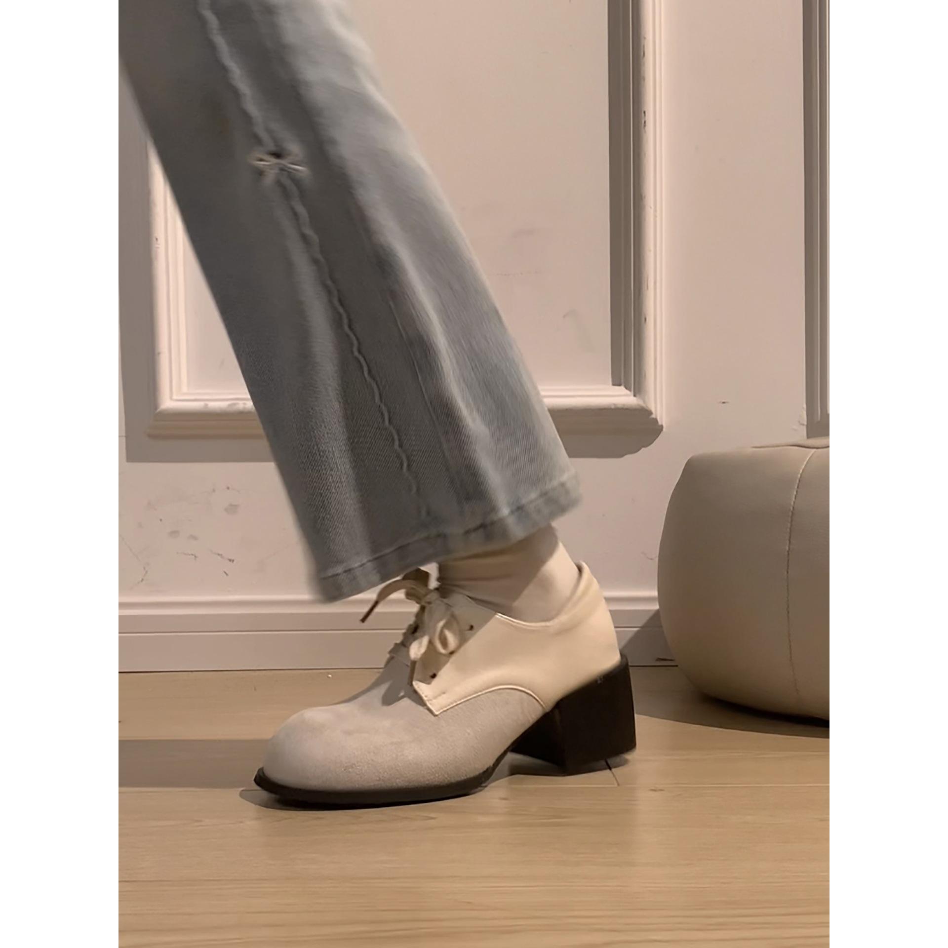 

Queen Fan retro thick high heel jk small leather shoes women s autumn skirt heightening Mary Jane single shoes 40 коричневий