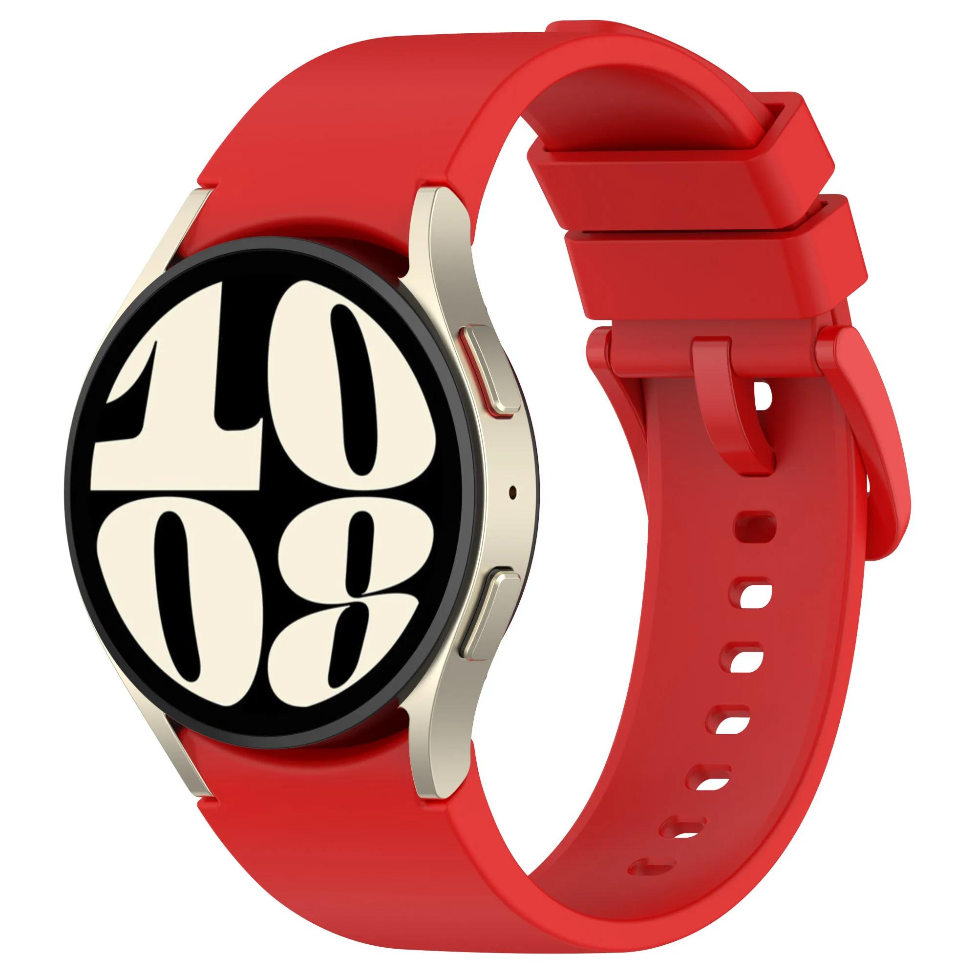 

No Gap Silicone Strap for Samsung Galaxy Watch 7/6/Classic 47mm 43mm 44mm 40mm/5 Pro 45mm Bracelet for Watch 5/4 44mm 40mm Band Galaxy Watch 5 40mm красный