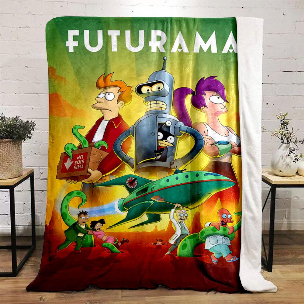 A Colorful Sci-fi Scene Featuring Characters, a Spaceship, and Tentacles. for All Seasons Blanket Lunch Break Throw Gift