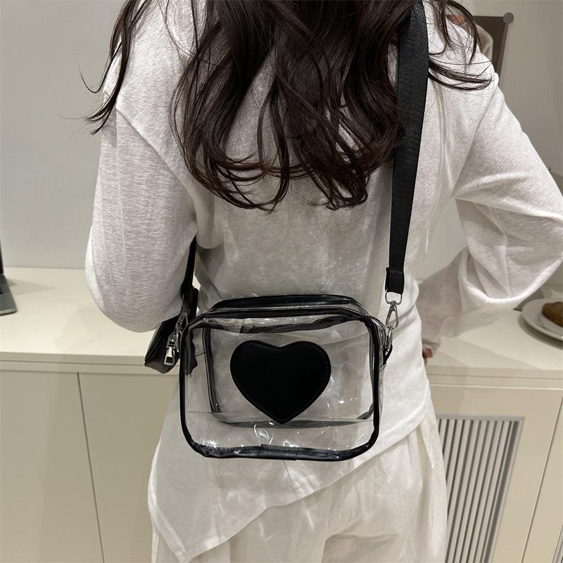 New Wide Shoulder Strap PVC Bag for Women, Casual and Simple Small Fresh Transparent Jelly Bag, Single Shoulder Crossbody Bags