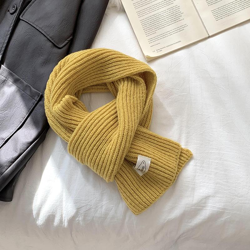 Solid color scarf women's winter versatile knitted warm and cold-proof couple student scarf tide