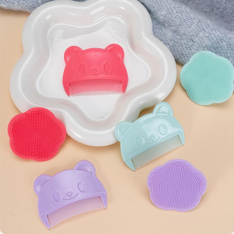 Set de 2 Piezas Masajeador de Cabeza de Silicona para Bebés Peine para Grasa Craneal Fetal Peine Suave para Baño de Niños Pequeños Limpieza del Cabello de Recién Nacidos Accesorios para el Cuidado del Bebé