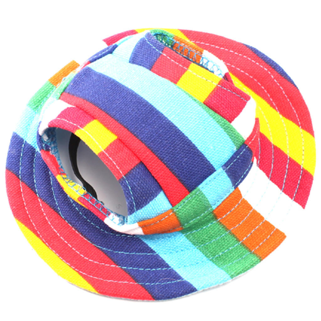 Small Pet Dog Cat Kitten Striped Princess Mesh Strap Hat Cap Sunbonnet