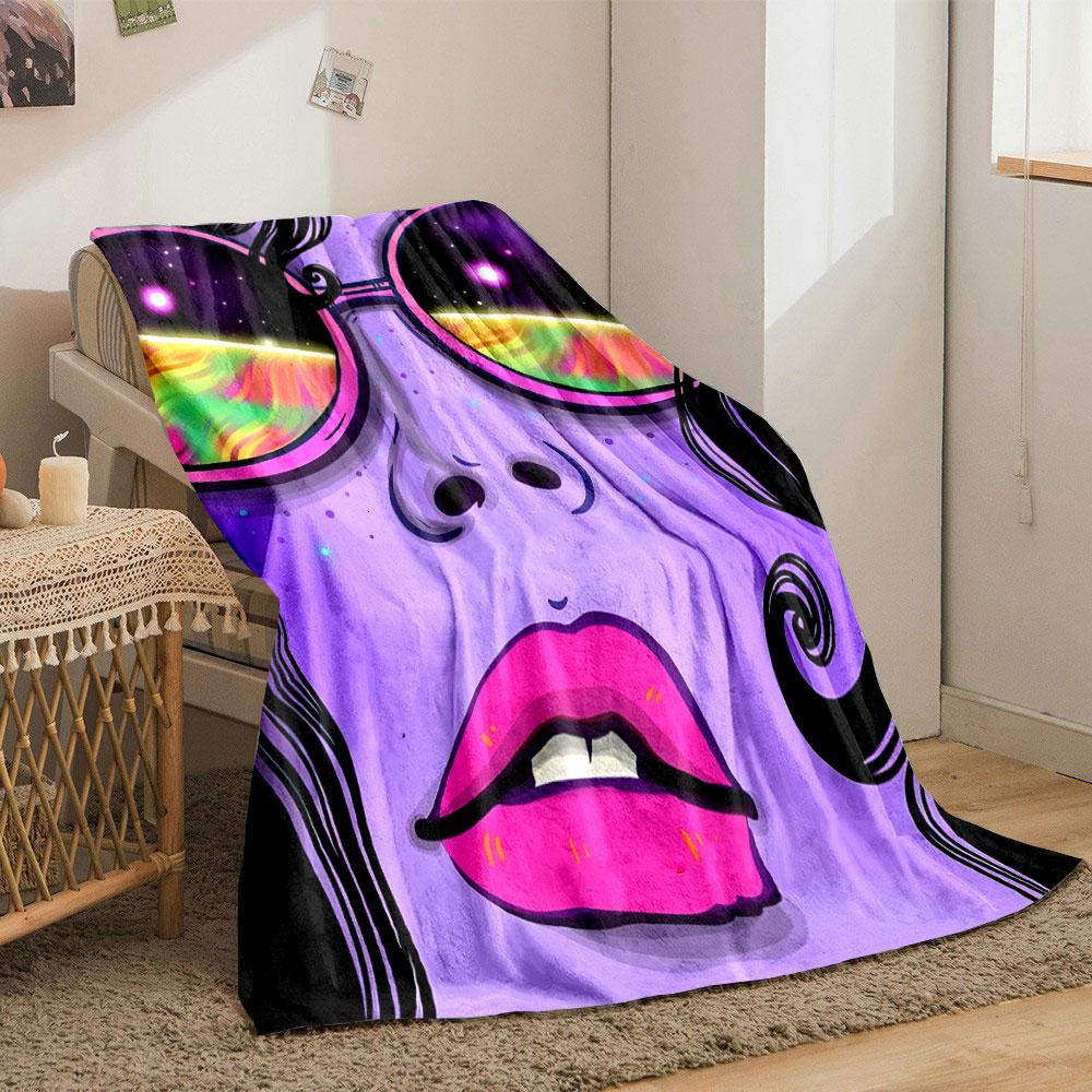 Kosmische Sonnenbrillen Mädchen Decke Schlafzimmer Decke für Wohnzimmer Sofa Mittagspause Weicher Überwurf für Freundes Festival Geschenk