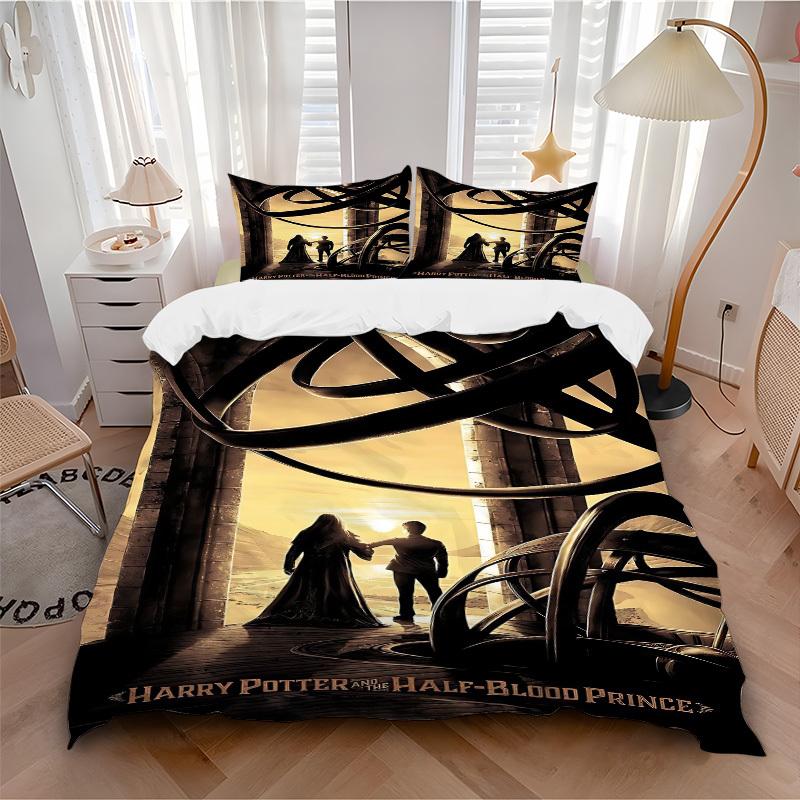 

3pcs Harry Potter Bedding Set, Soft Polyester Duvet Cover and Pillowcases Machine Washable Seasons all suitable 50 135x200cm