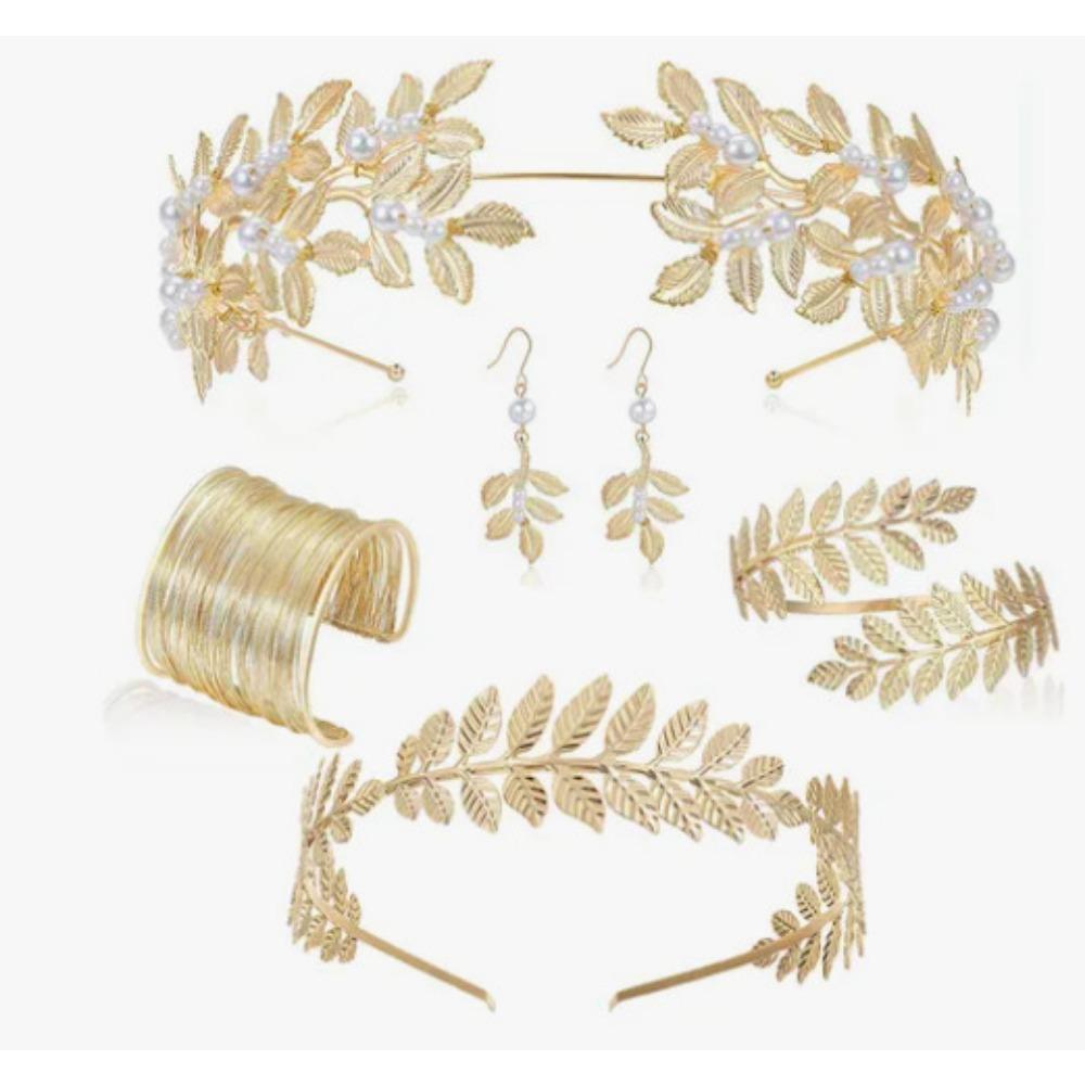 Hair Accessories Fashion Personality Gold Leaf Pearl Headband