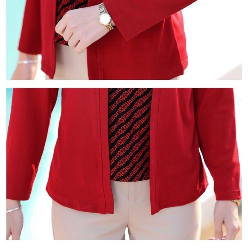 Neue Damen Frühling und Herbst Pullover Rundhals Patchwork Modisch Einfarbig Gestreift Elegant Locker Langärmlig Tops