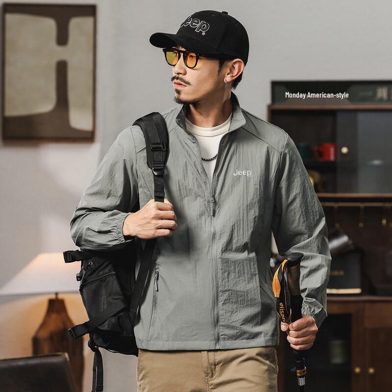 JEEP Men's Breathable UV Protection Stand-Collar Outdoor Jacket