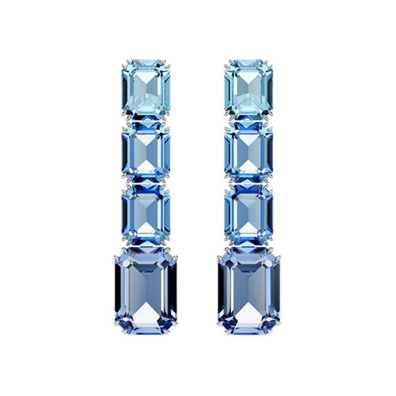 Swarovski Millenia Inlay Design Rhodium Plated Earrings Women s Blue 5696516 синий