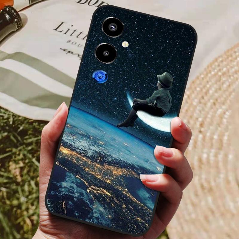 For Tecno Pova 4 Pro Case Cool Painted Silicone TPU Soft Cover for Tecno Pova4 Pro Cases Pova 4Pro Black Protective Phone Shells