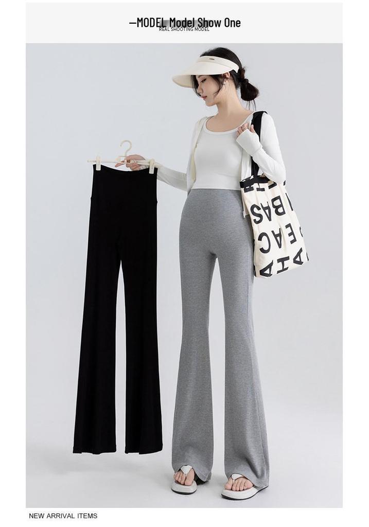 2025 Maternity Wide-Leg Knit Pants: Pre- and Postnatal Spring/Autumn Drape Style with Belly Support