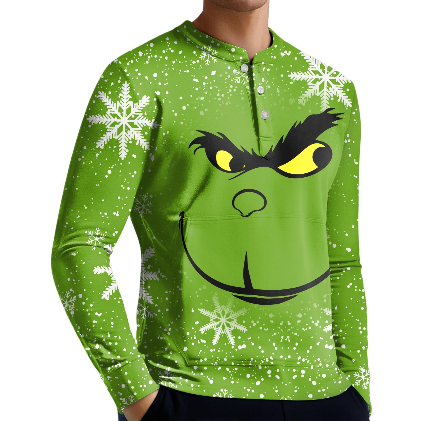 

Men s Casual Button-Down Sweatshirt Fashion Printed Long Sleeve Shirt Pullover XXXXL