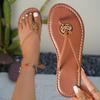 Large size flip-flops for women's 2025 summer new flat-bottomed butterfly decorative outer wear, versatile women's sandals