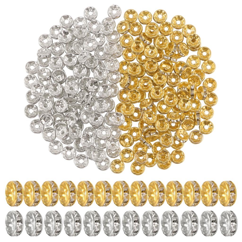 100 Stück Abstandshalter Perlen für die Schmuckherstellung, Strass-Abstandshalter Perlen Kristall-Abstandshalter Perlen für Armbänder, Akzentperlen für Stifte