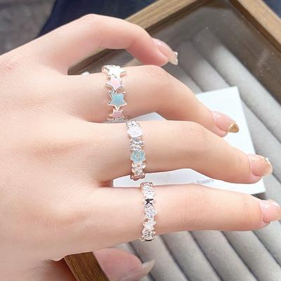 Dopamin Tropföl Öffnende Blume Stern Ring Damen Nische Hoher Sinn Zeigefinger Ring Faltbar Tragen Leichter Luxus Ring