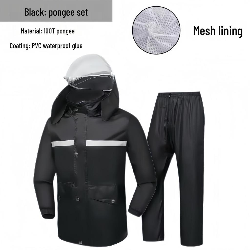 Marineblauer reflektierender Regenmantel und Hose für Herren - Wasserdicht, verdickt, zweiteilig, ideal für Sicherheits- und Sanitätsarbeiter