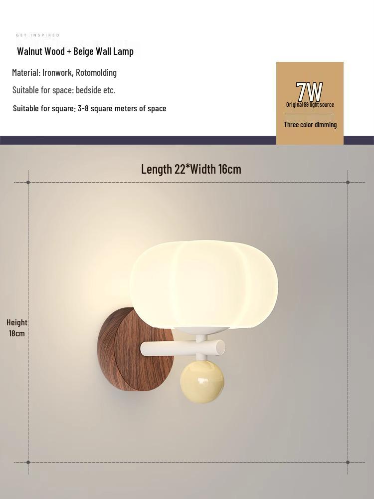 Cream Pumpkin Style Wall Lamp - Warm & Romantic Lighting for Bedroom, Living Room, or Aisle