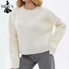 Women's Fashion Casual Fall Winter Solid Color Print Long Sleeve O-Neck Sweaters