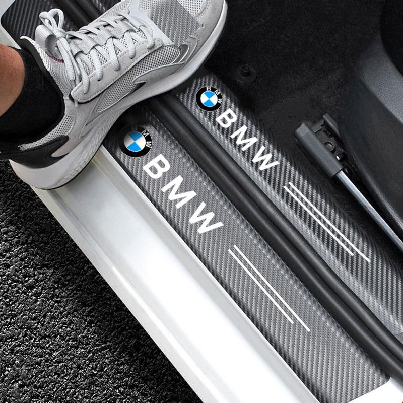 BBLB5 Car Threshold Scuff Plate Carbon Fiber Sill Protector Stickers For BMW M e46 e90 e60 f30 f10 e39 e36 g20 g30 f20 e87 Accessories